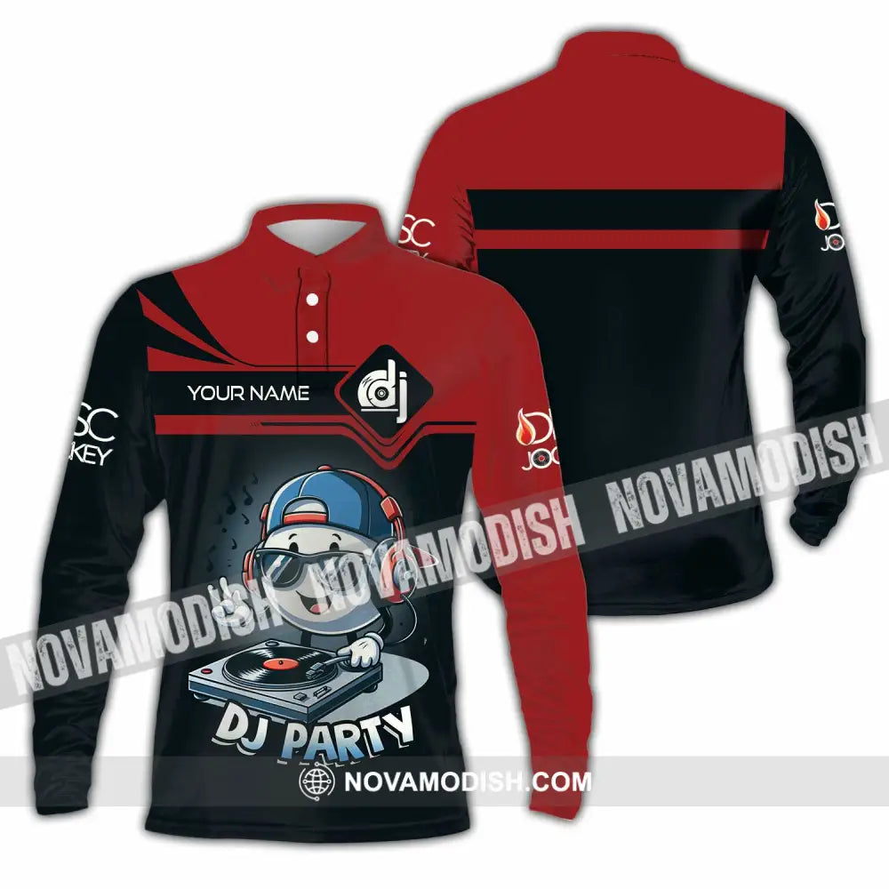 Unisex Shirt - Custom Text Shirt DJ Party Shirt Long Sleeve Polo / S T-shirt