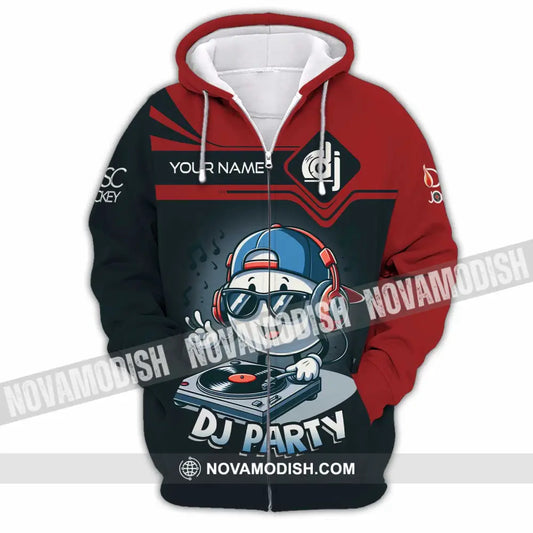 Unisex Shirt - Custom Text Shirt DJ Party Shirt Zipper Hoodie / S T-shirt