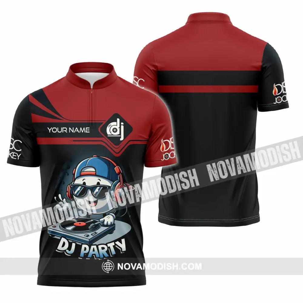 Unisex Shirt - Custom Text Shirt DJ Party Shirt Zipper Polo Shirt / S T-shirt