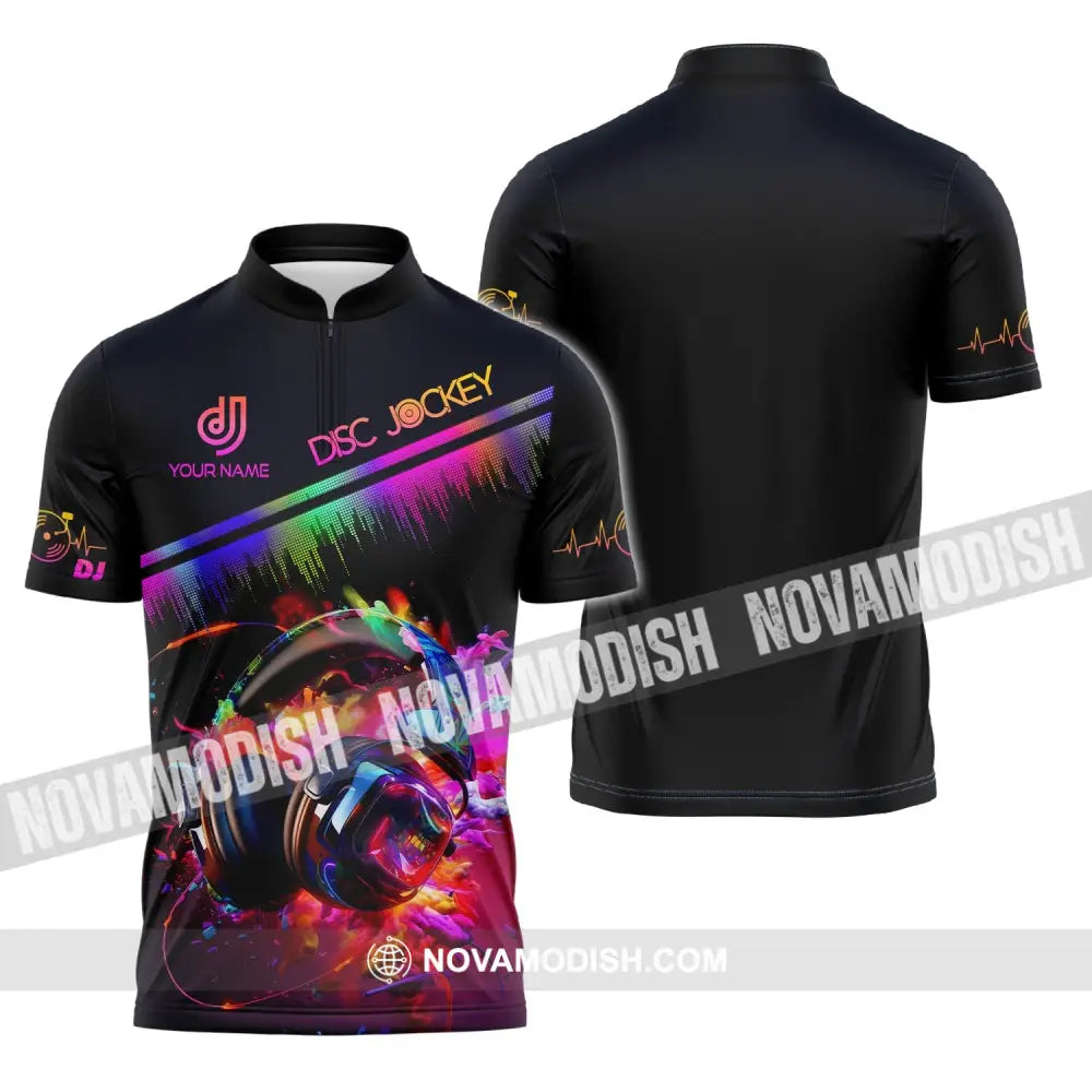 Unisex Shirt - Custom Text Dj Zipper Polo / S T-Shirt