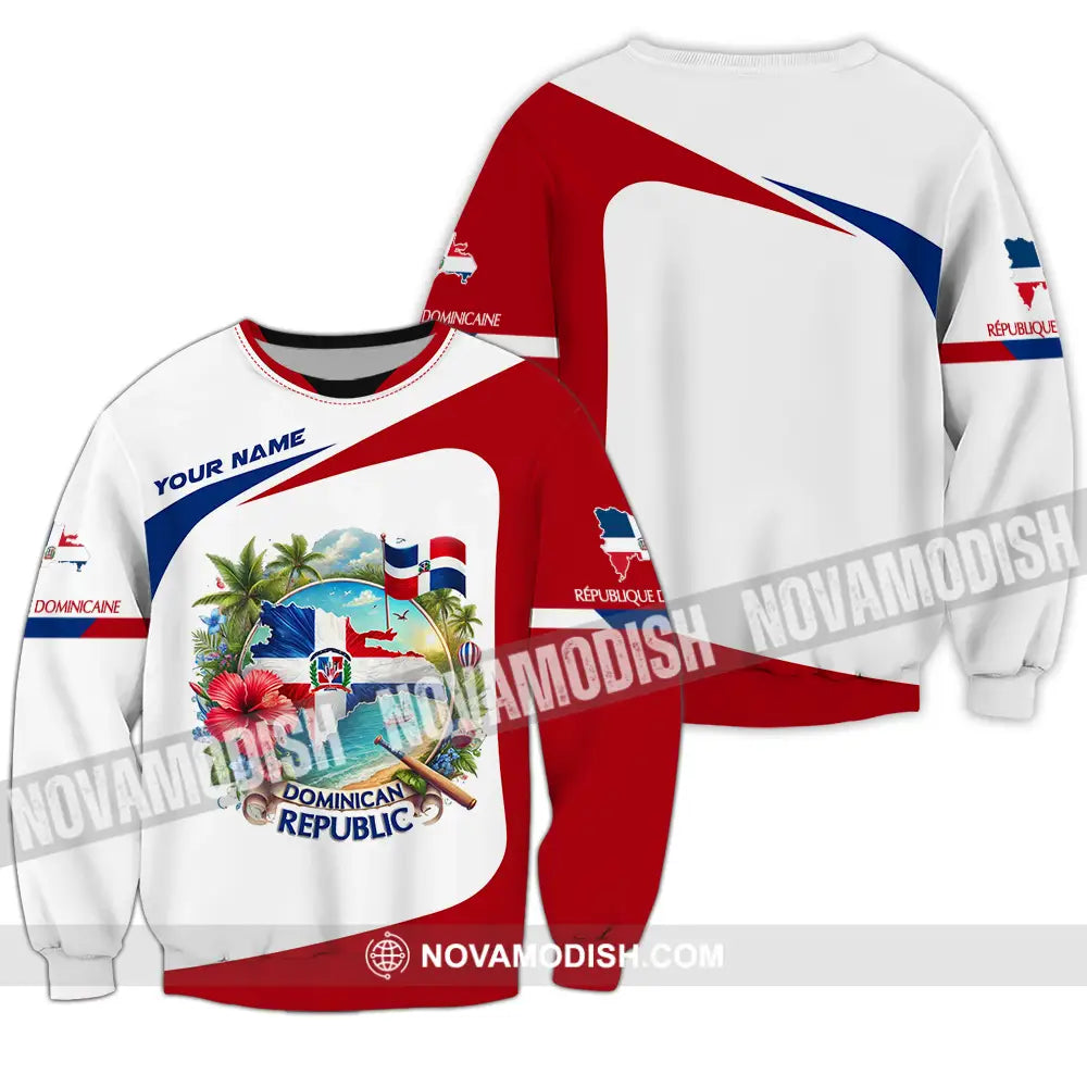 Unisex Shirt - Custom Text Dominican Republic Long Sleeve / S T-Shirt