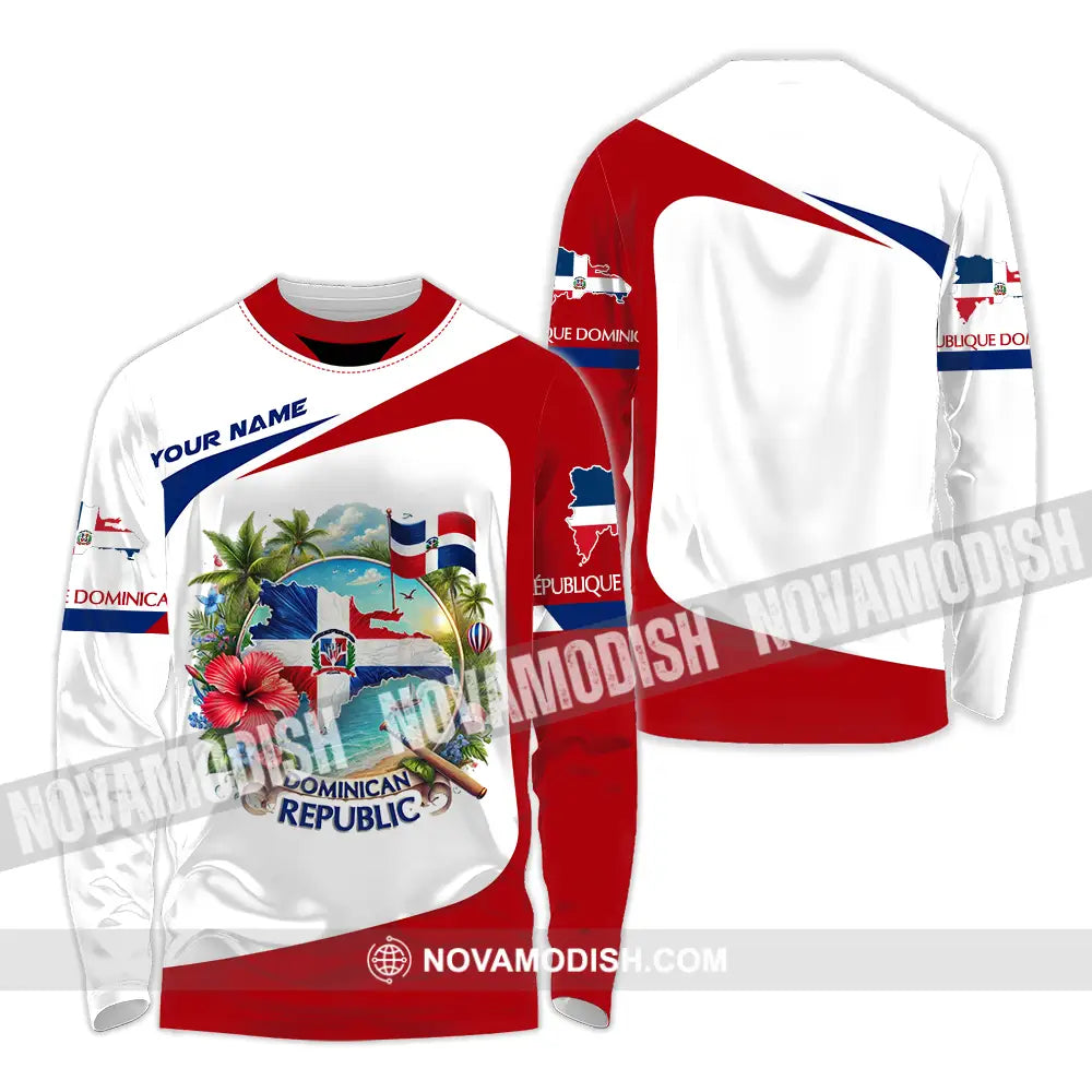 Unisex Shirt - Custom Text Dominican Republic Long Sleeve / S T-Shirt