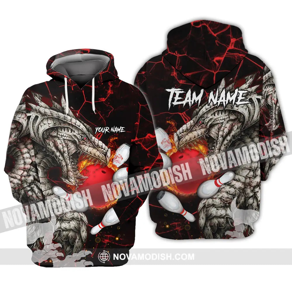Unisex Shirt - Custom Text Shirt Dragon Bowling Shirt Hoodie / S T-shirt
