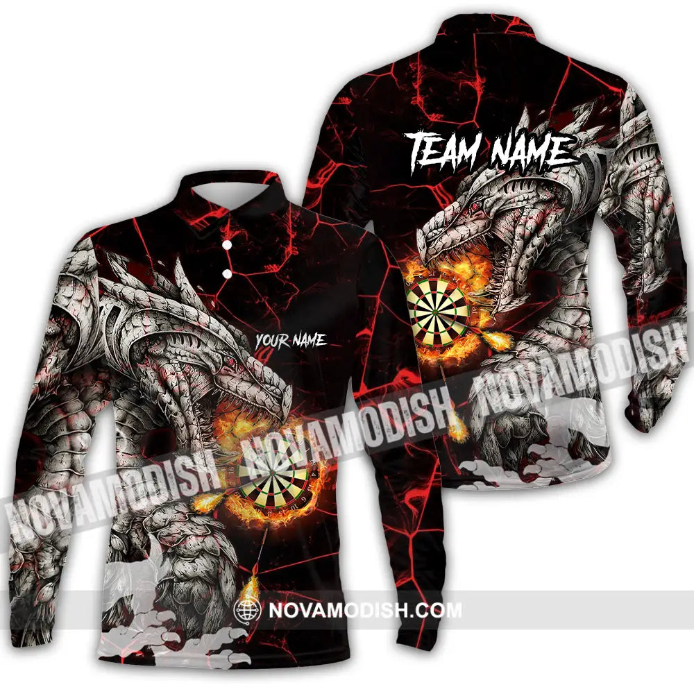 Unisex Shirt - Custom Text Shirt Dragon Dart Shirt Long Sleeve Polo / S T-shirt