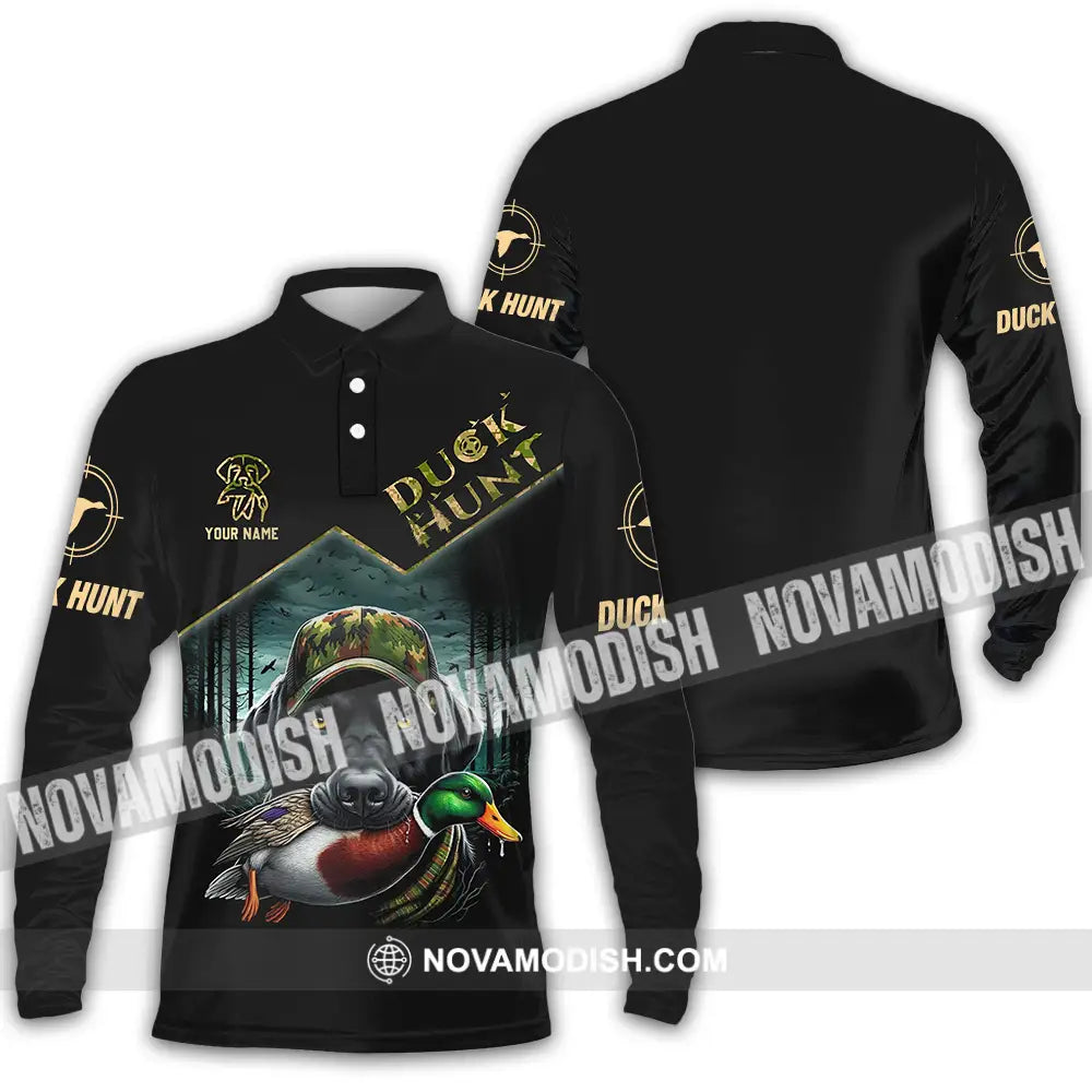 Unisex Shirt - Custom Text Shirt Duck Hunt Long Sleeve Polo / S T-shirt