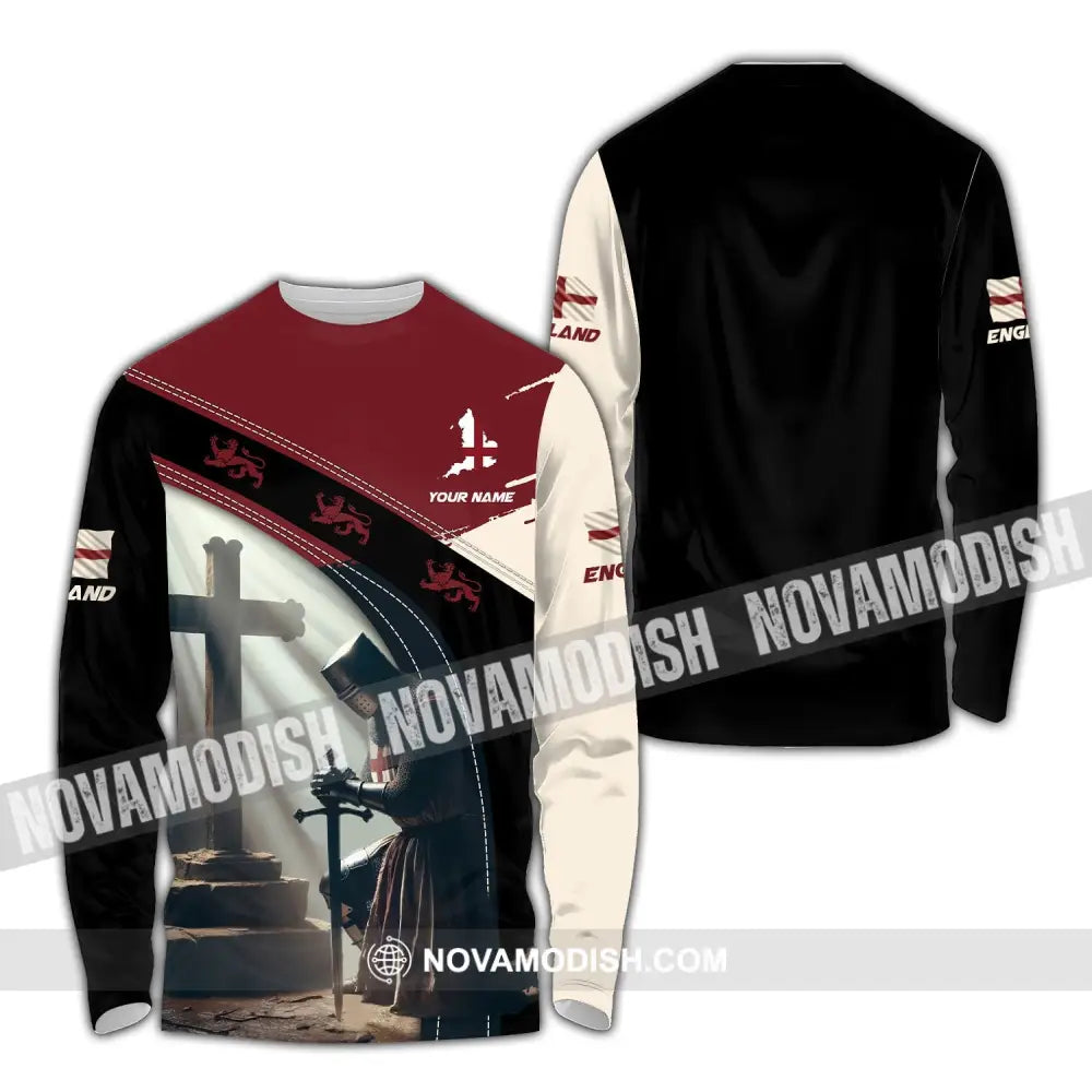 Unisex Shirt - Custom Text England Guardian Long Sleeve / S T-Shirt