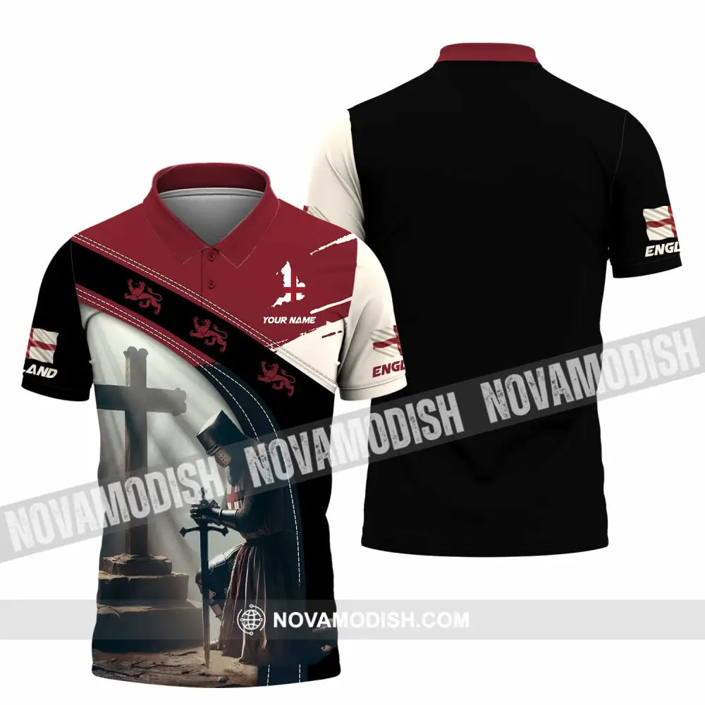 Unisex Shirt - Custom Text England Guardian Polo / S T-Shirt
