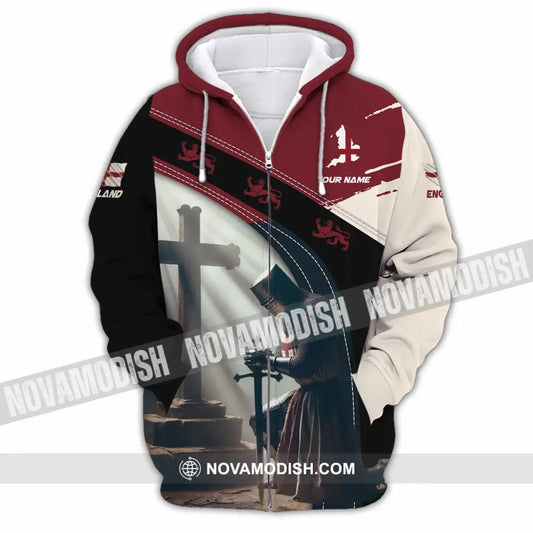 Unisex Shirt - Custom Text England Guardian Zipper Hoodie / S T-Shirt