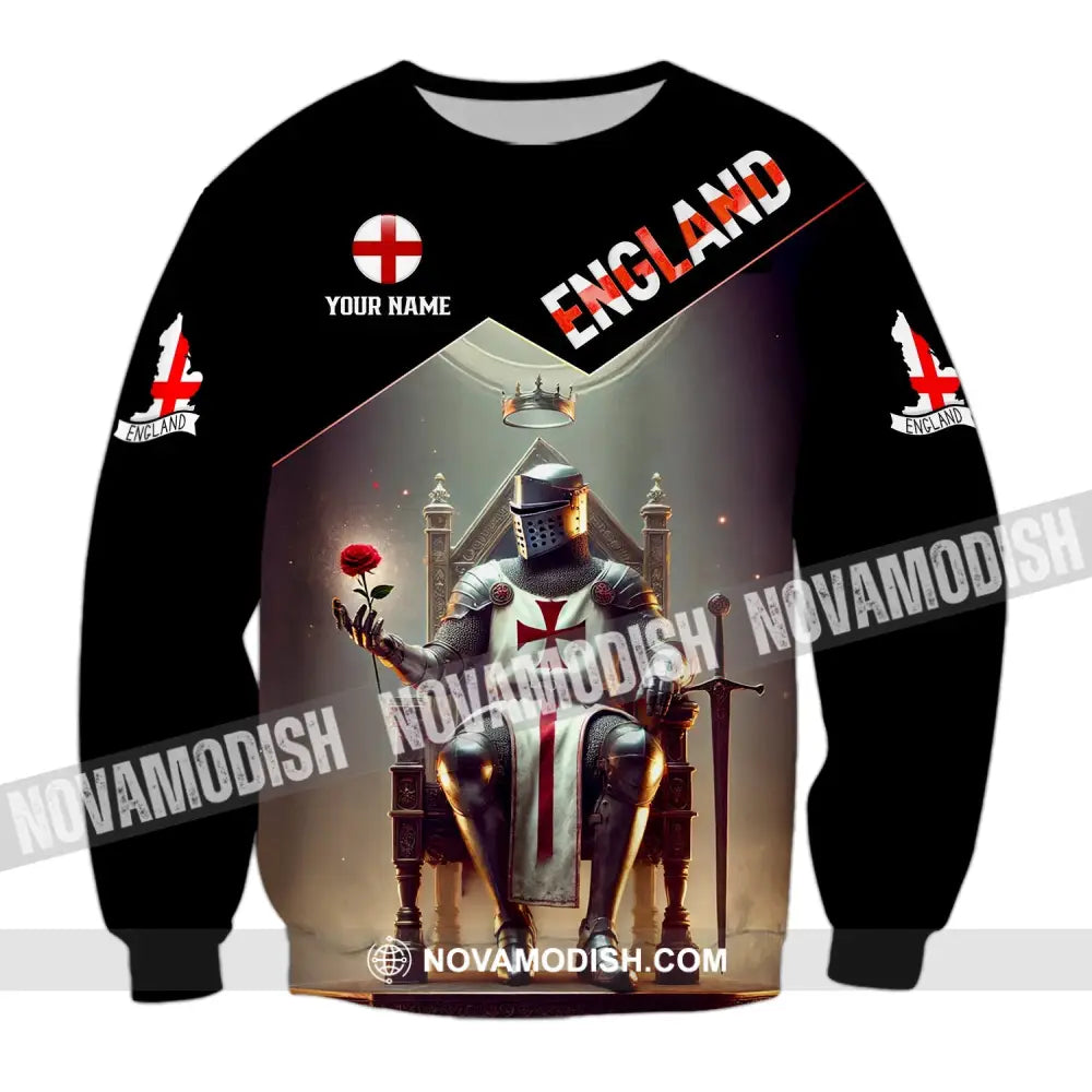 Unisex Shirt - Custom Text England Long Sleeve / S T-Shirt