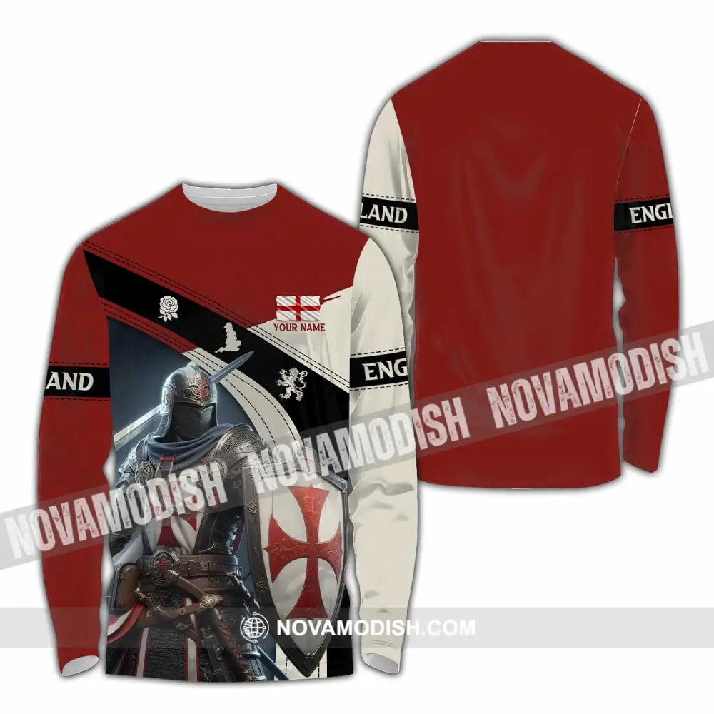 Unisex Shirt - Custom Text Shirt England Shirt Long Sleeve Shirt / S T-shirt