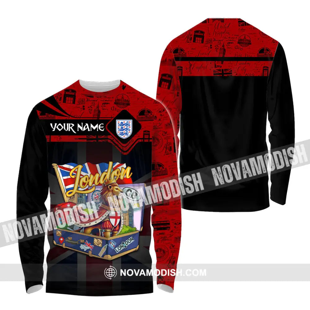 Unisex Shirt - Custom Text Shirt England Shirt Long Sleeve Shirt / S T-shirt