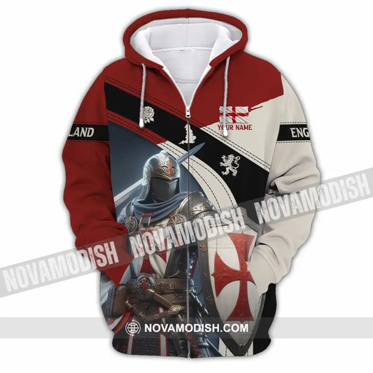 Unisex Shirt - Custom Text Shirt England Shirt Zipper Hoodie / S T-shirt