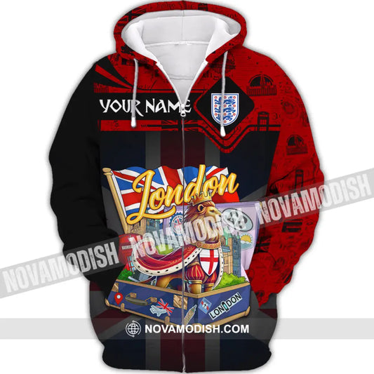 Unisex Shirt - Custom Text Shirt England Shirt Zipper Hoodie / S T-shirt