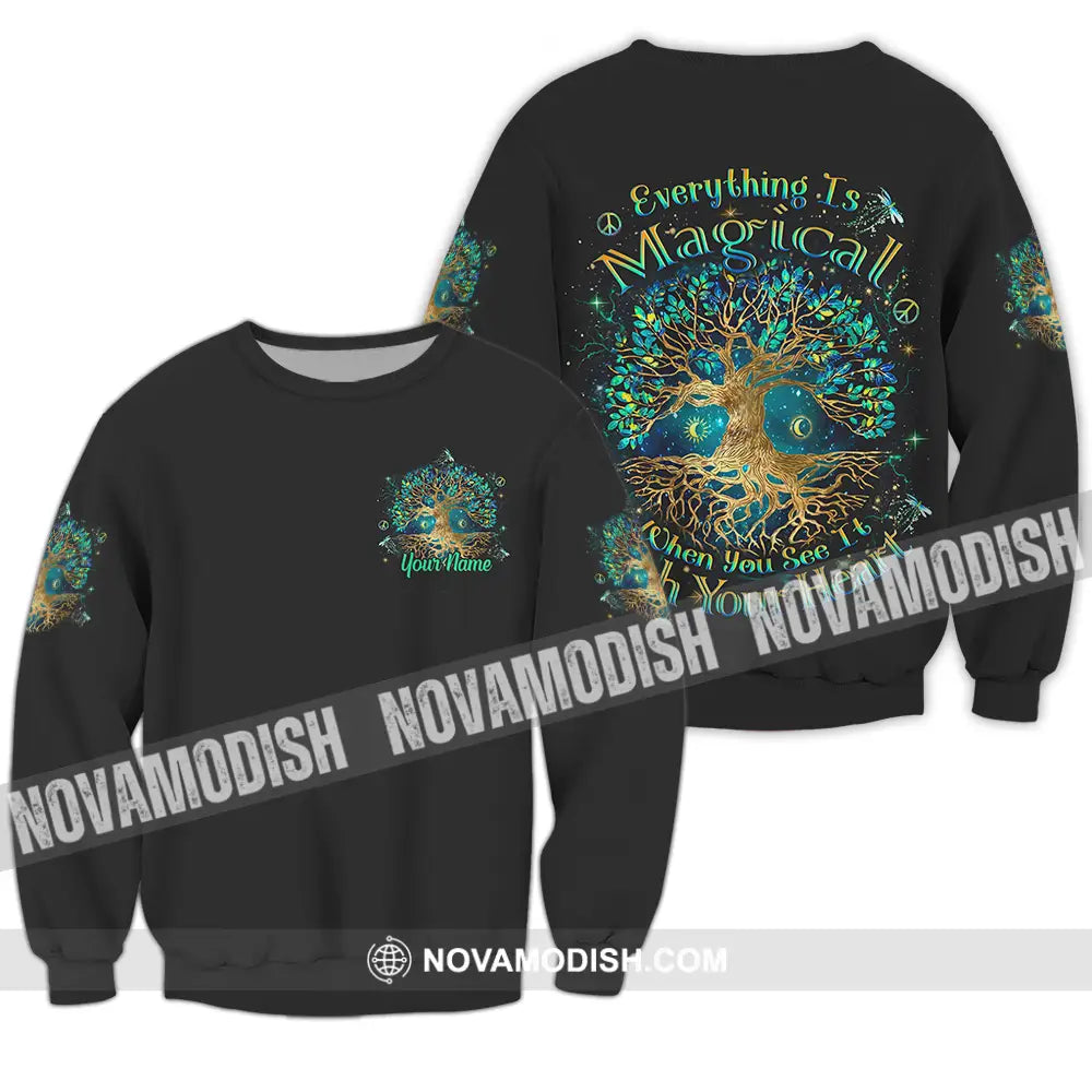 Unisex Shirt - Custom Text Shirt Everything Is Magical Shirt Long Sleeve / S T-shirt