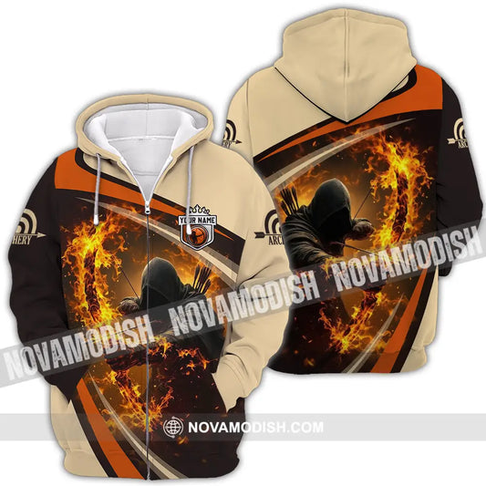 Unisex Shirt - Custom Text Shirt Fire Archery Zipper Hoodie / S T-shirt