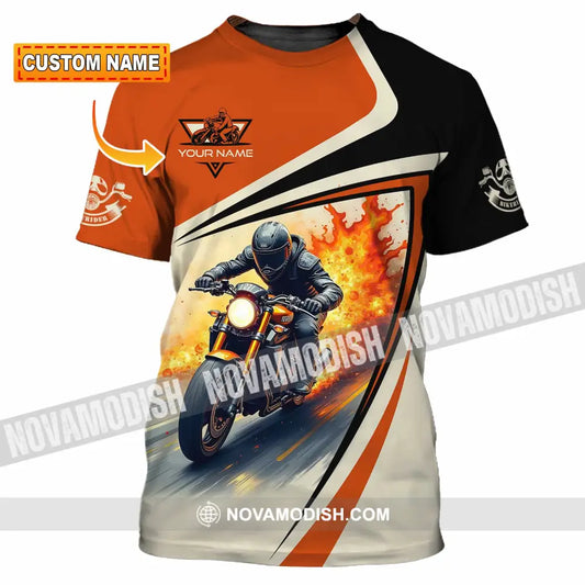 Unisex Shirt - Custom Text Shirt Fire Biker Rider Shirt T-shirt