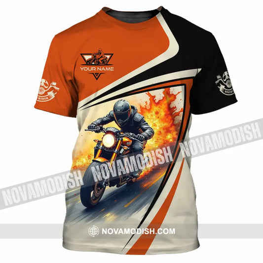 Unisex Shirt - Custom Text Shirt Fire Biker Rider Shirt T-Shirt / S T-shirt