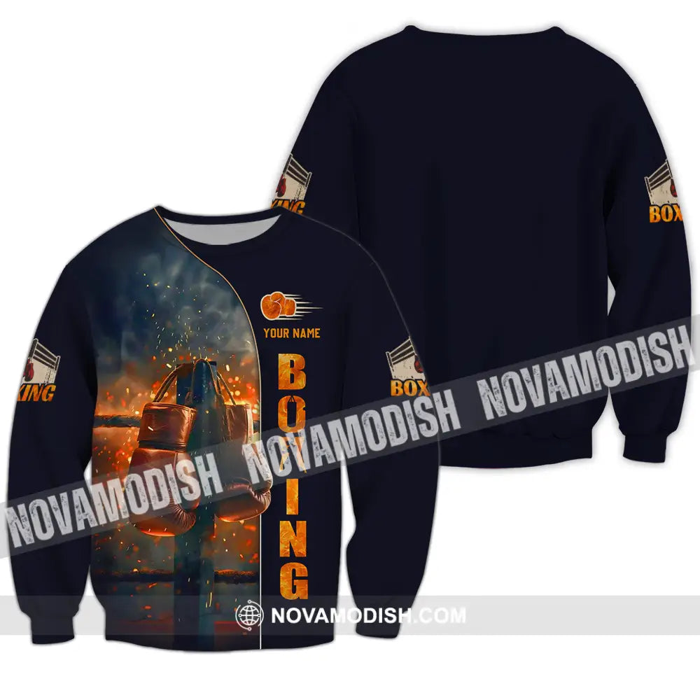 Unisex Shirt - Custom Text Shirt Fire Boxing Long Sleeve / S T-shirt