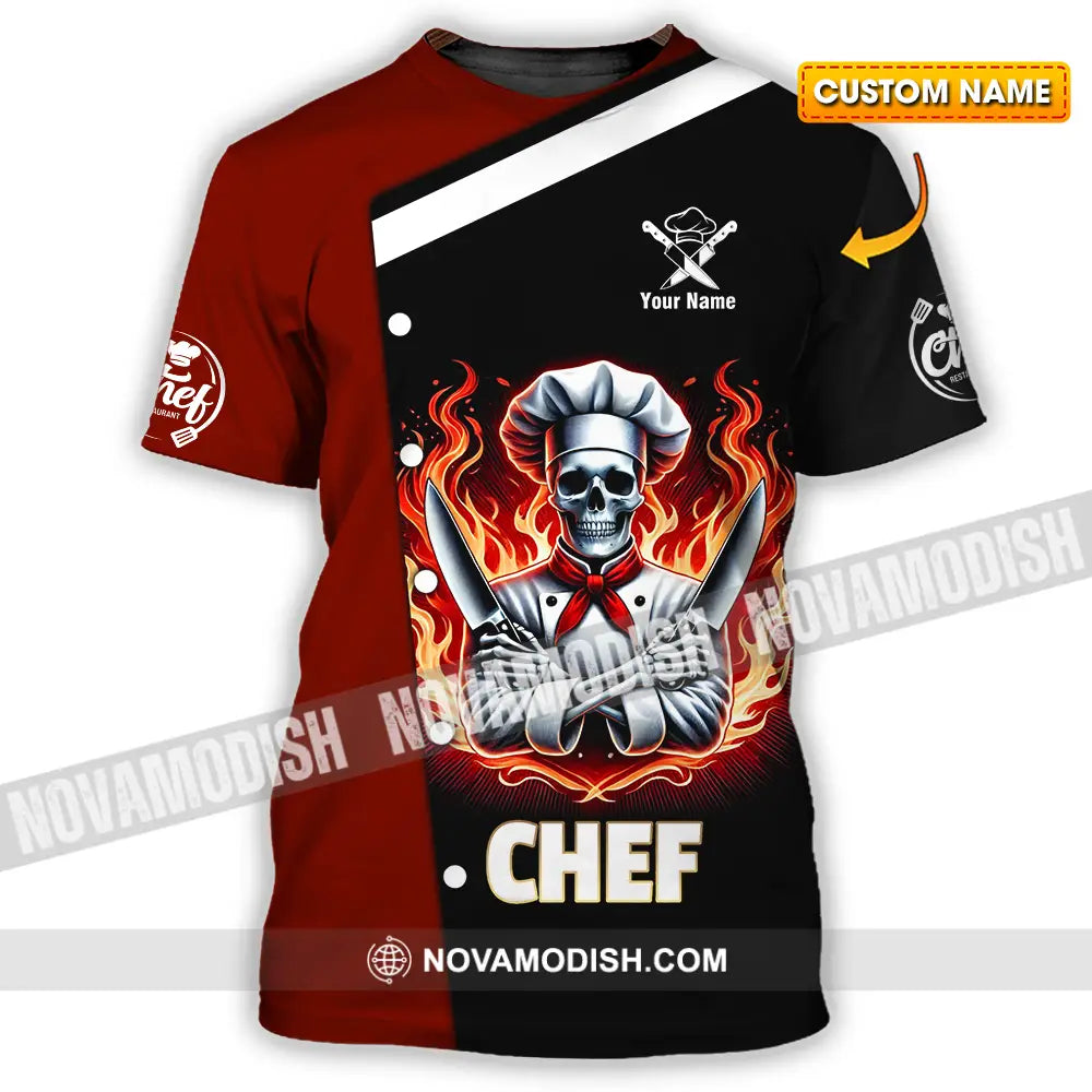 Unisex Shirt - Custom Text Fire Chef T-Shirt