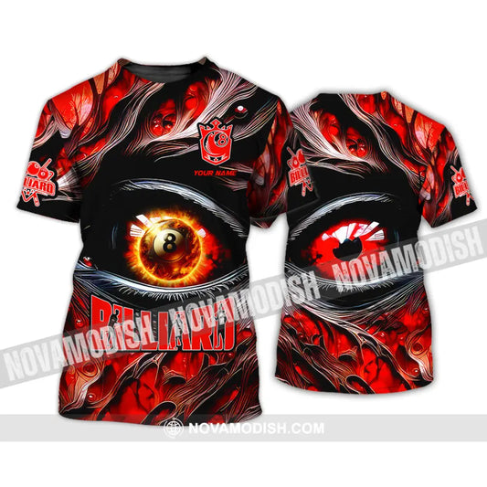Unisex Shirt - Custom Text Fire Eye Billiard Sport Shirt T-Shirt / S T-shirt