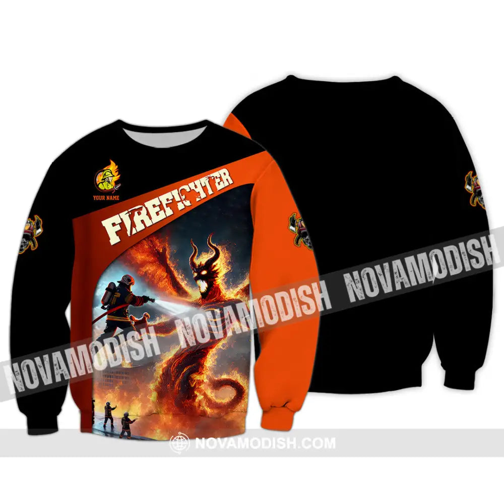 Unisex Shirt - Custom Text Shirt Fire Fighter Shirt Long Sleeve / S T-shirt