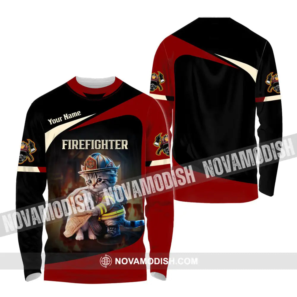 Unisex Shirt - Custom Text Shirt Fire Fighter Shirt Long Sleeve Shirt / S T-shirt