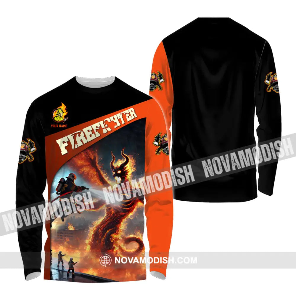 Unisex Shirt - Custom Text Shirt Fire Fighter Shirt Long Sleeve Shirt / S T-shirt