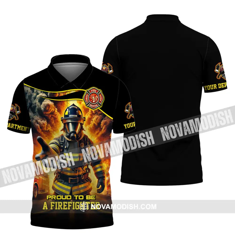 Unisex Shirt - Custom Text Shirt Fire Fighter Shirt Polo Shirt / S T-shirt