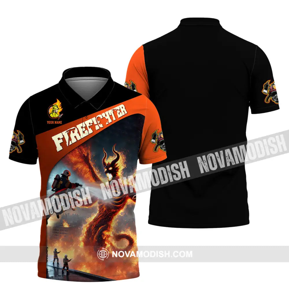 Unisex Shirt - Custom Text Shirt Fire Fighter Shirt Polo Shirt / S T-shirt