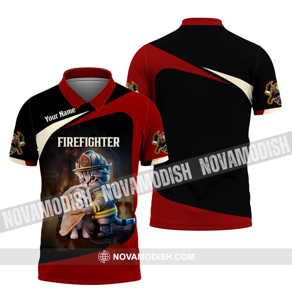 Unisex Shirt - Custom Text Shirt Fire Fighter Shirt Polo Shirt / S T-shirt