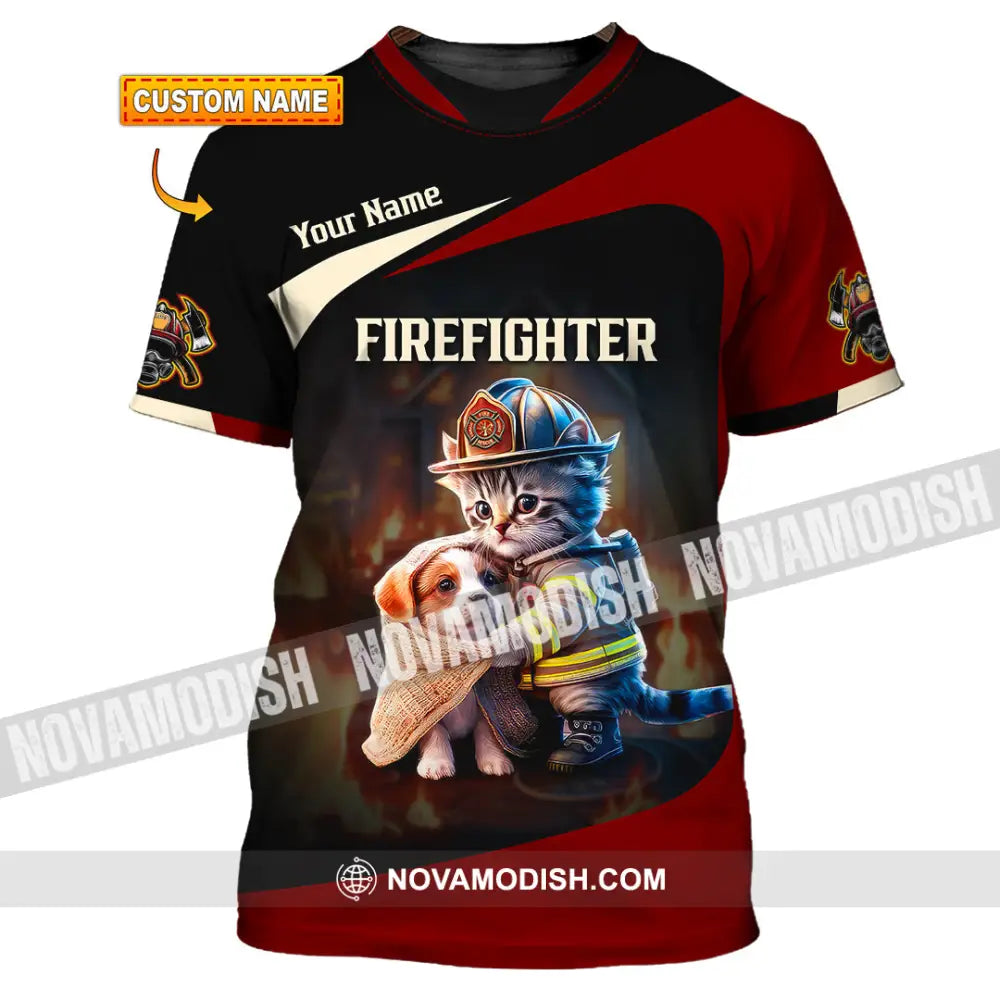 Unisex Shirt - Custom Text Shirt Fire Fighter Shirt T-shirt