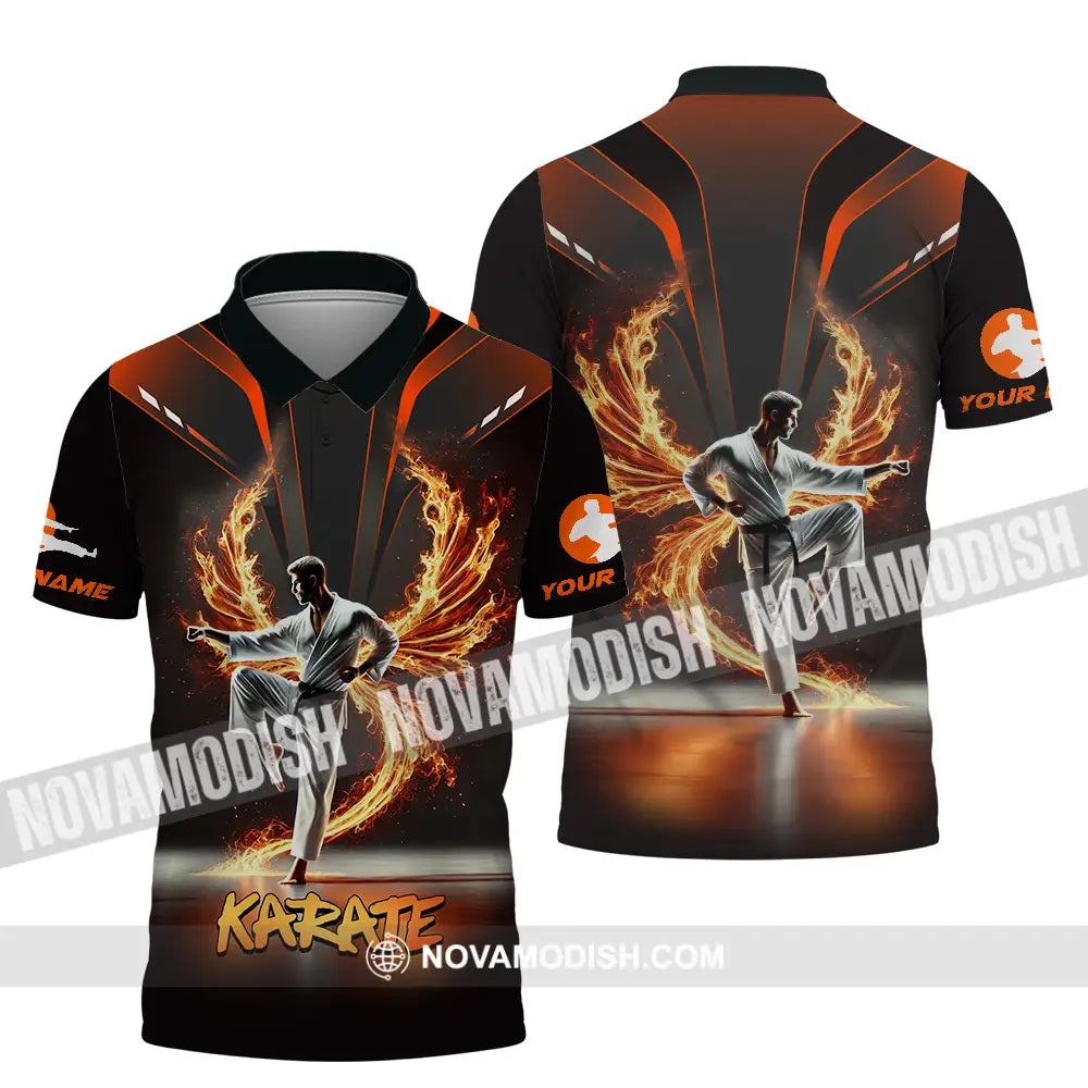 Unisex Shirt - Custom Text Fire Karate Polo / S T-Shirt