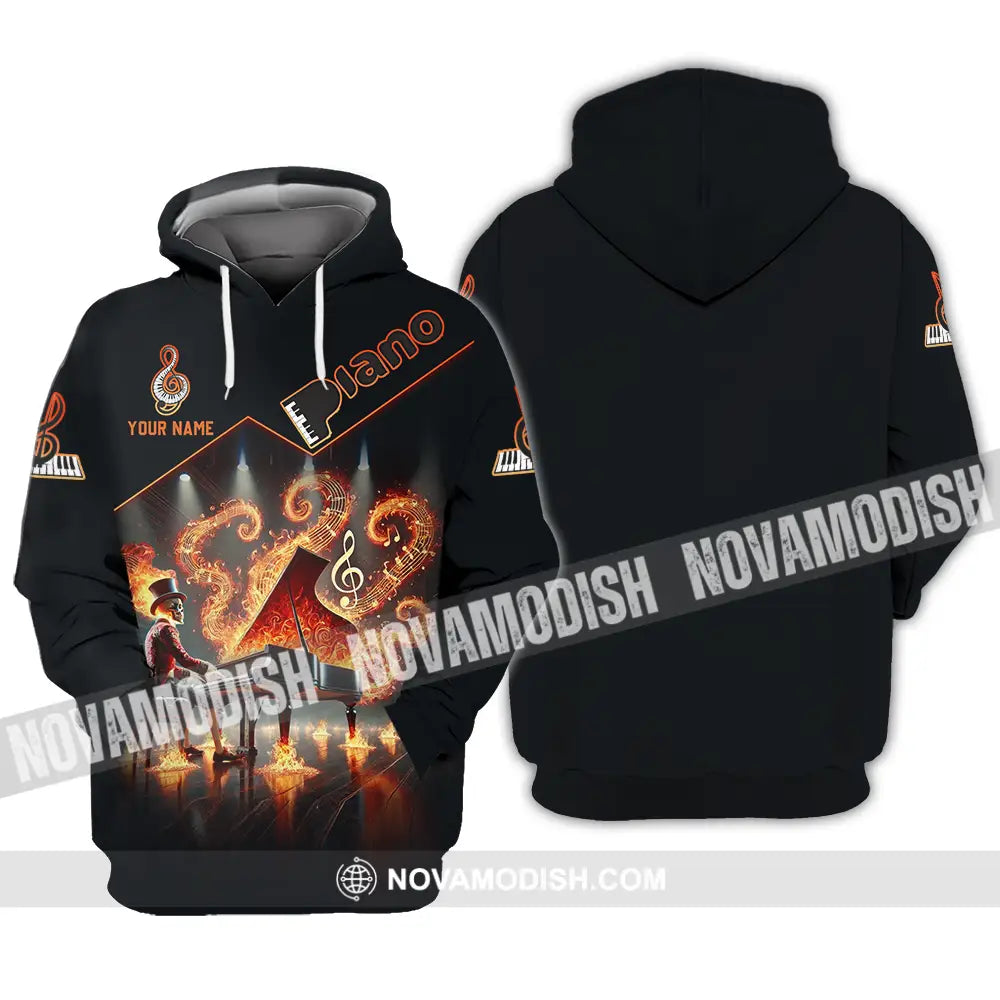 Unisex Shirt - Custom Text Fire Piano Hoodie / S T-Shirt