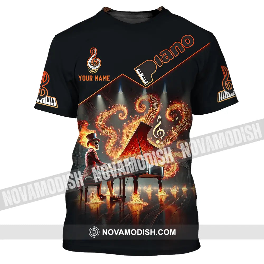 Unisex Shirt - Custom Text Fire Piano T-Shirt / S T-Shirt