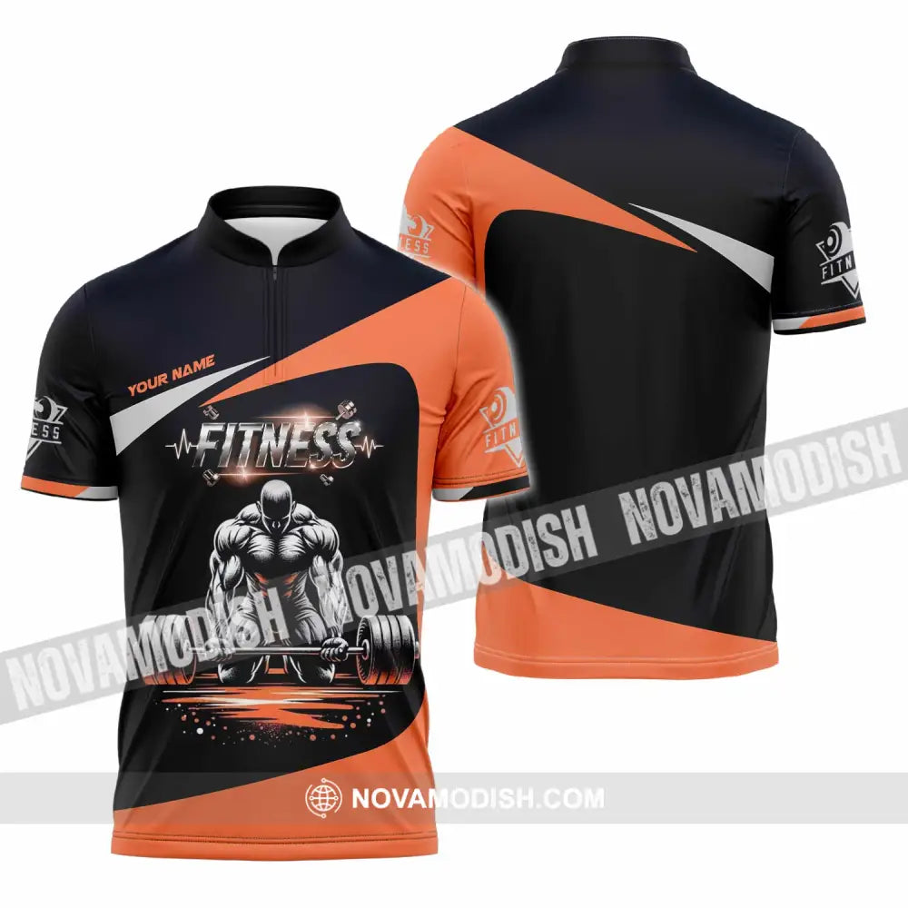 Unisex Shirt - Custom Text Shirt Fitness Shirt Zipper Polo Shirt / S T-shirt