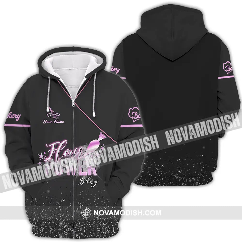 Unisex Shirt - Custom Text Shirt Flour Power Bakery Zipper Hoodie / S T-shirt