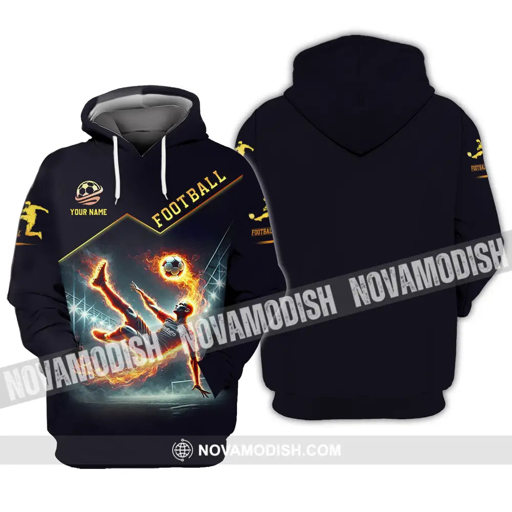 Unisex Shirt - Custom Text Football Fire Man Hoodie / S T-Shirt