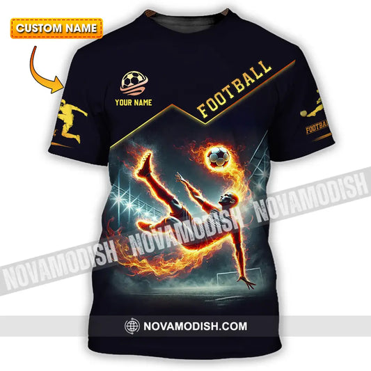 Unisex Shirt - Custom Text Football Fire Man T-Shirt