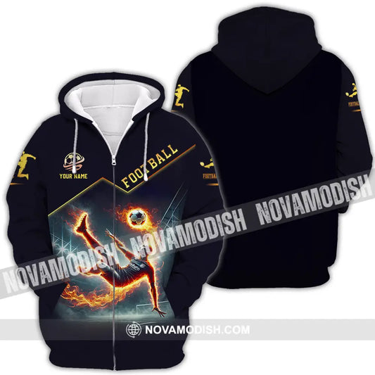 Unisex Shirt - Custom Text Football Fire Man Zipper Hoodie / S T-Shirt