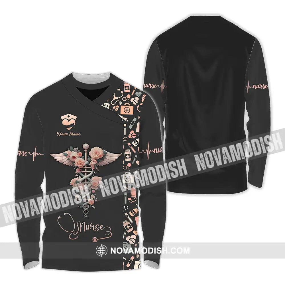 Unisex Shirt - Custom Text Shirt For Nurse Nurselife Nursing Long Sleeve Shirt / S T-shirt