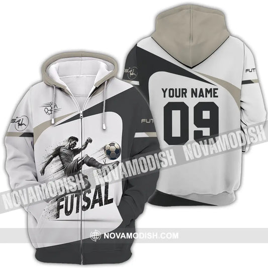 Unisex Shirt - Custom Text Futsal Zipper Hoodie / S T-Shirt