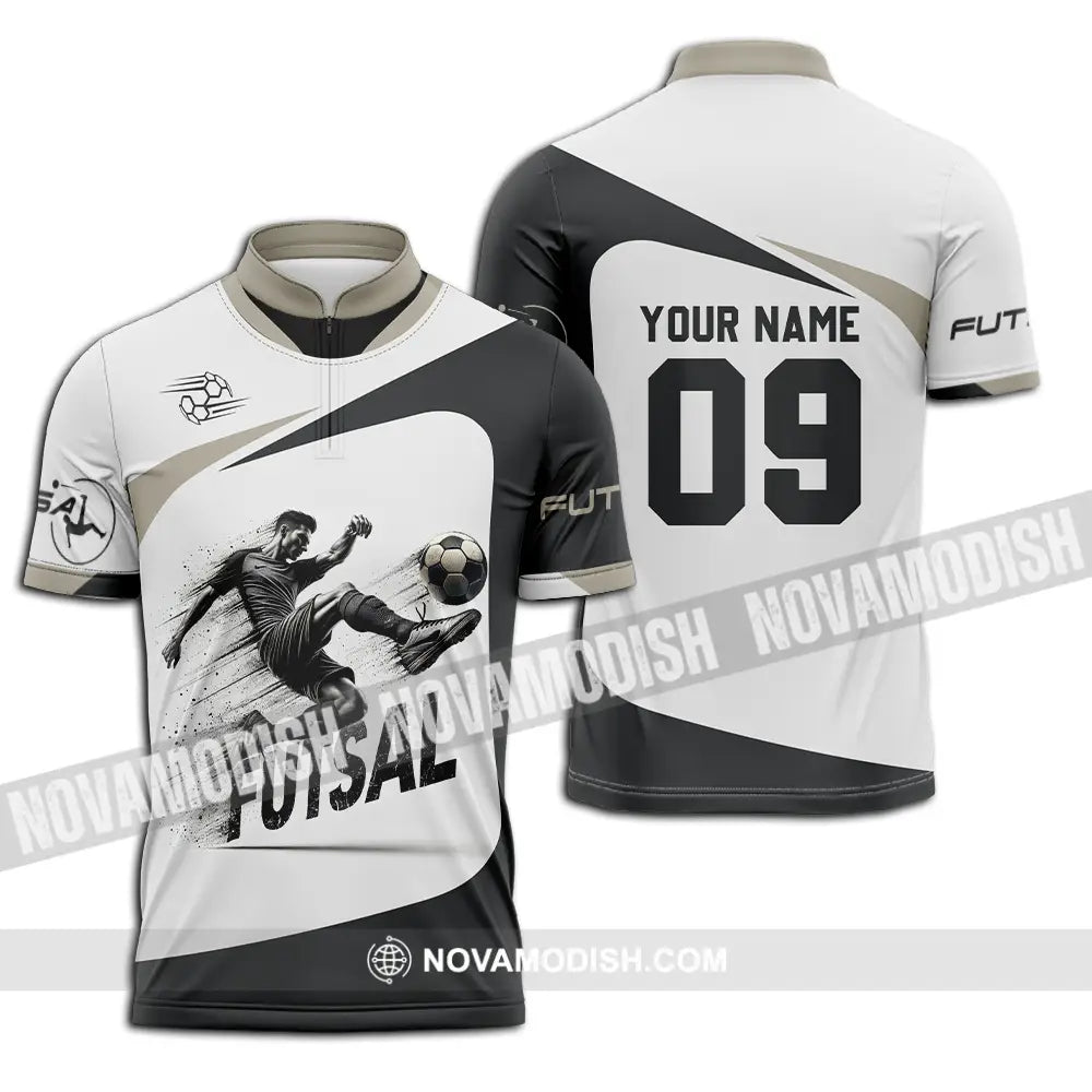 Unisex Shirt - Custom Text Futsal Zipper Polo / S T-Shirt