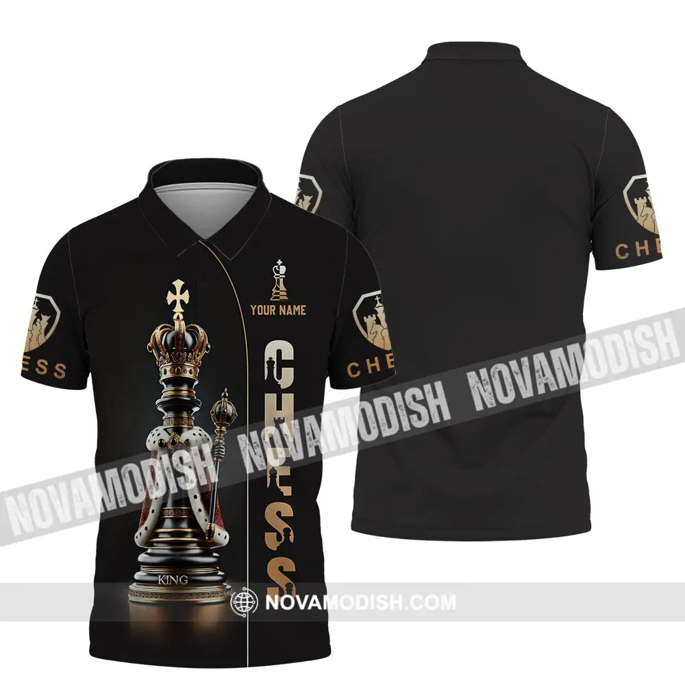 Unisex Shirt - Custom Text Golden Chess Polo / S T-Shirt