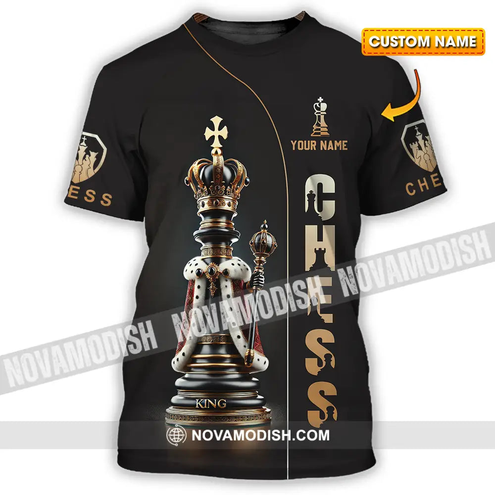 Unisex Shirt - Custom Text Golden Chess T-Shirt