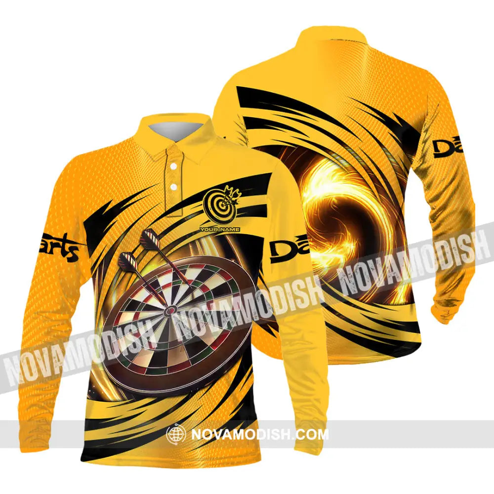 Unisex Shirt - Custom Text Golden Darts Sport Shirt Long Sleeve Polo / S T-shirt