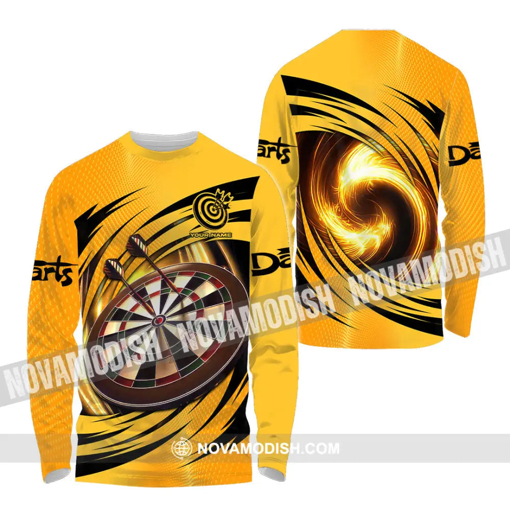 Unisex Shirt - Custom Text Golden Darts Sport Shirt Long Sleeve Shirt / S T-shirt