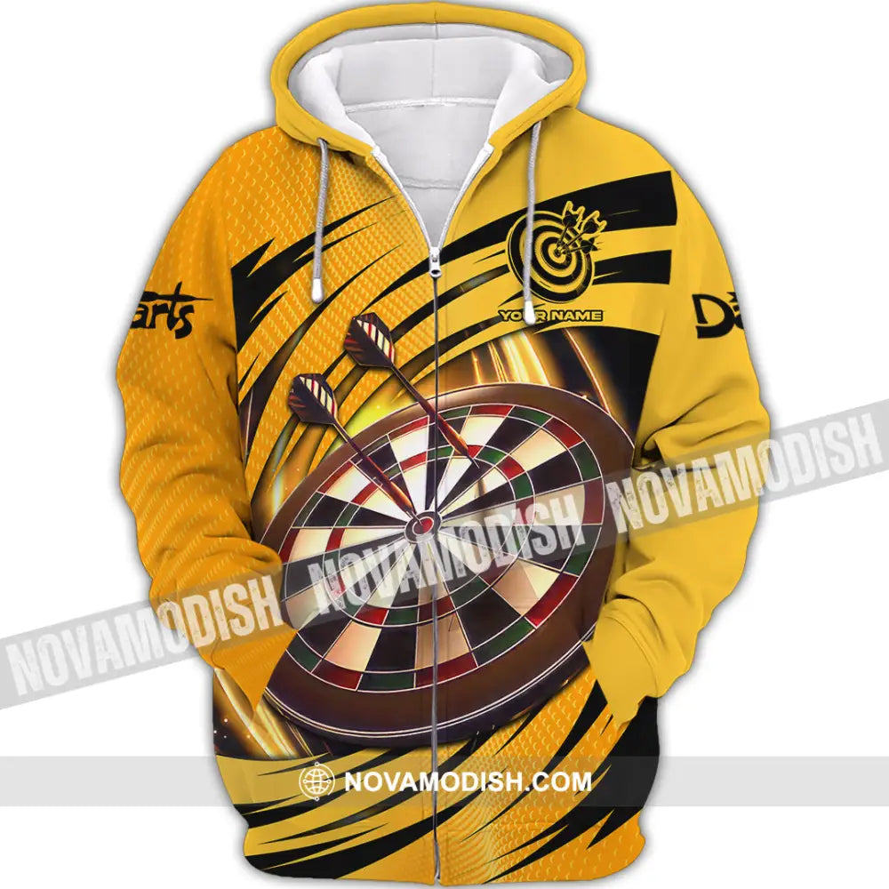 Unisex Shirt - Custom Text Golden Darts Sport Shirt Zipper Hoodie / S T-shirt