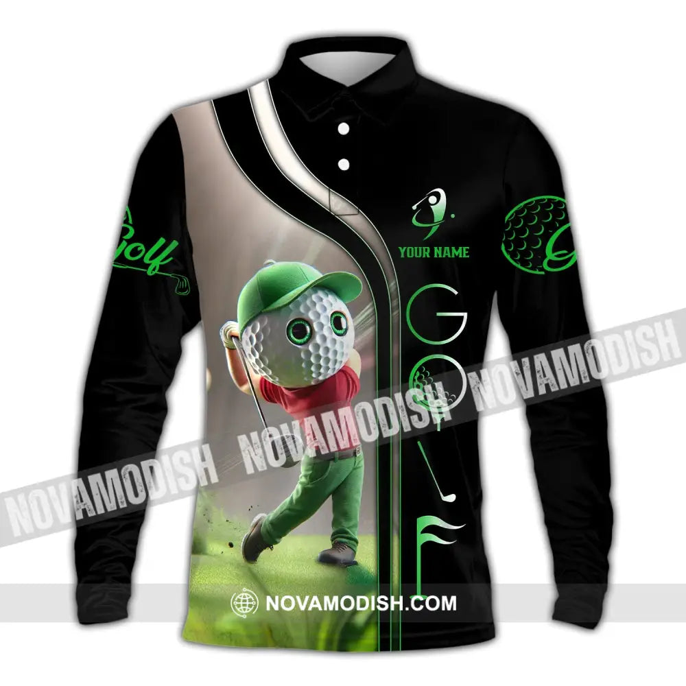 Unisex Shirt - Custom Text Golf Man Long Sleeve Polo / S T-Shirt