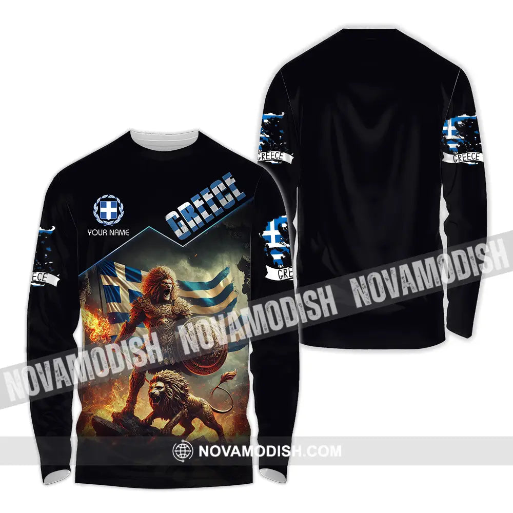 Unisex Shirt - Custom Text Shirt Greece Long Sleeve Shirt / S T-shirt