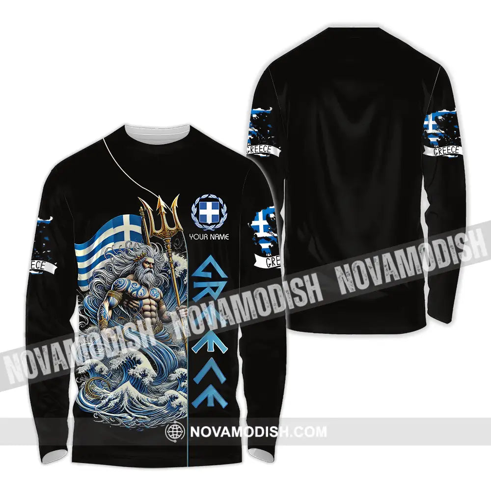Unisex Shirt - Custom Text Shirt Greece Long Sleeve Shirt / S T-shirt